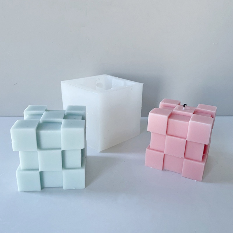 Cetakan Silikon Bentuk Kubus 3D Handmade Untuk Membuat Lilin Polimer