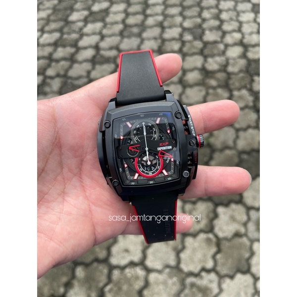 Jam Tangan Expedition EXP E 3008 Original Black Red Cowok