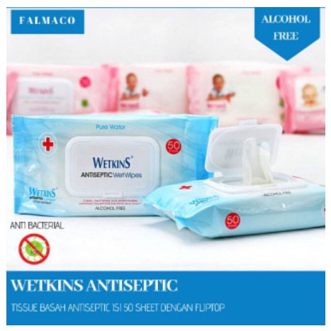 TISU BASAH WETKINS ANTISEPTIC 50'S FLIPTOP | TISSUE BASAH | WET WIPES