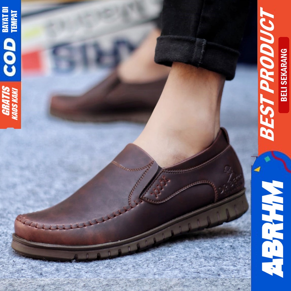 ABRHM BLEND Sepatu Formal Casual Pantofel Kerja Hitam-Coklat