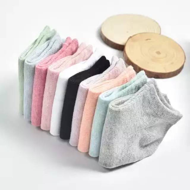 (12 Pasang) Kaos Kaki Polos Ankle Cute Semata Kaki Short Socks Pendek Fashion Import