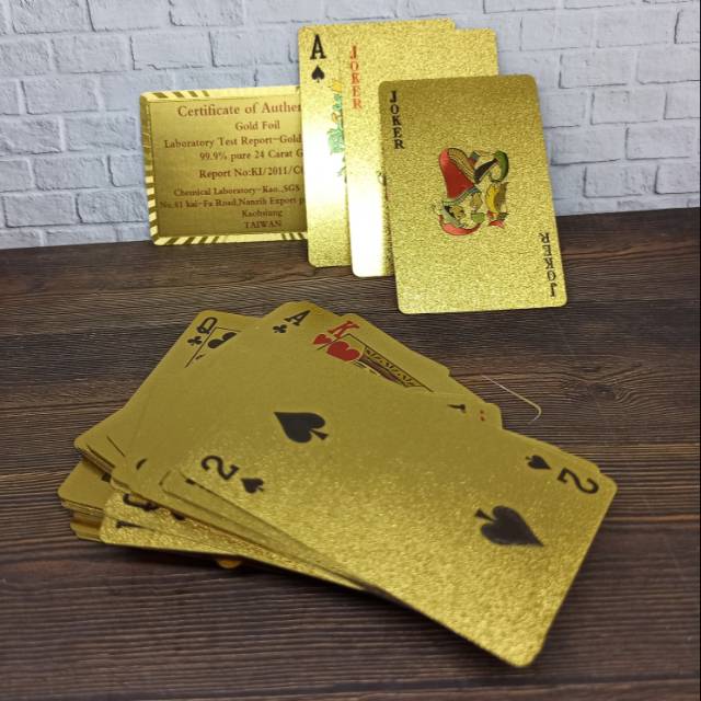 MPro Kartu Remi Poker Blackjack Gold foil poker card mewah lebih tahan air Motif Dollar Motif Grid