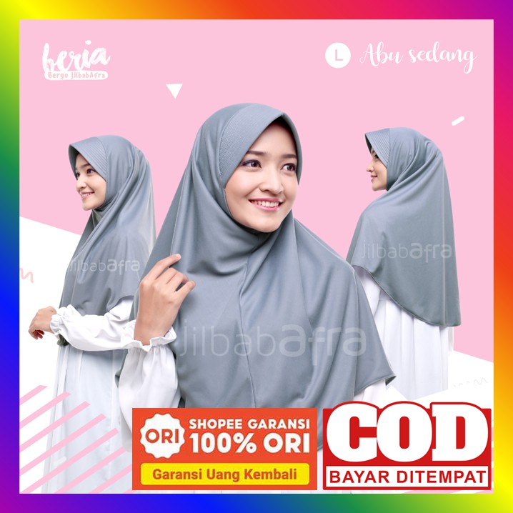 Kerudung Bahan Kaos Adem Hijab Instan Untuk Dewasa Pet Antem Jumbo Bergo Afra Beria