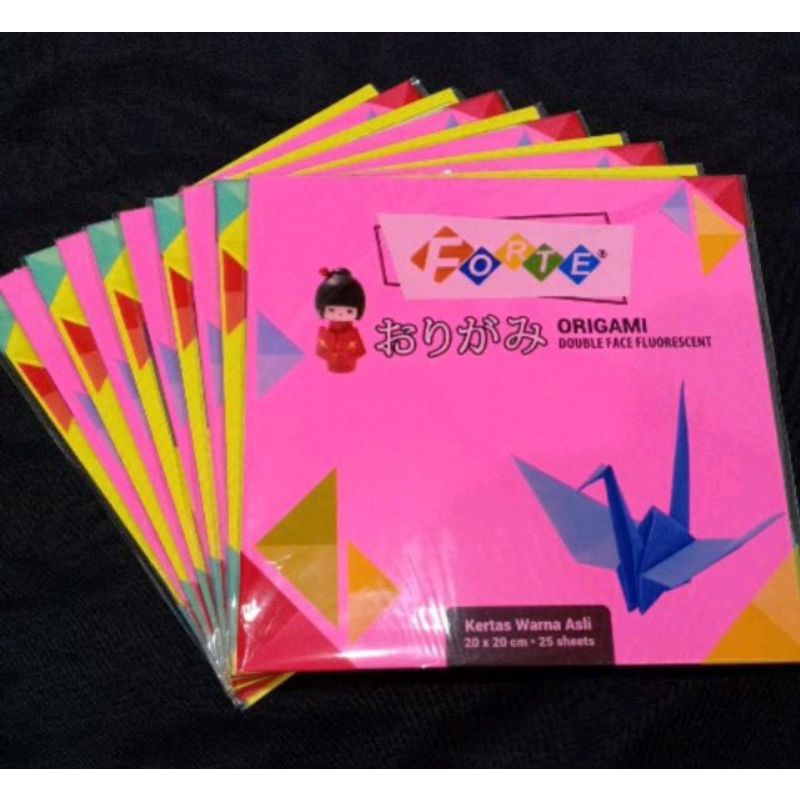 

N_S_Y Kertas Origami double face Fluorescent ukuran 20x20 kertas warna asli