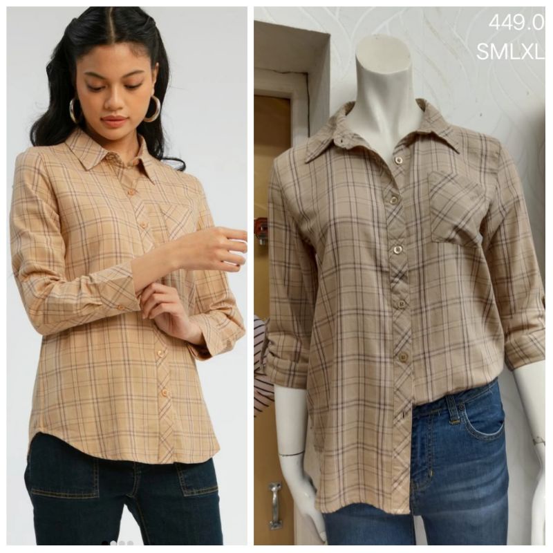 Dust Jeans Kemeja Siantan kotak coklat