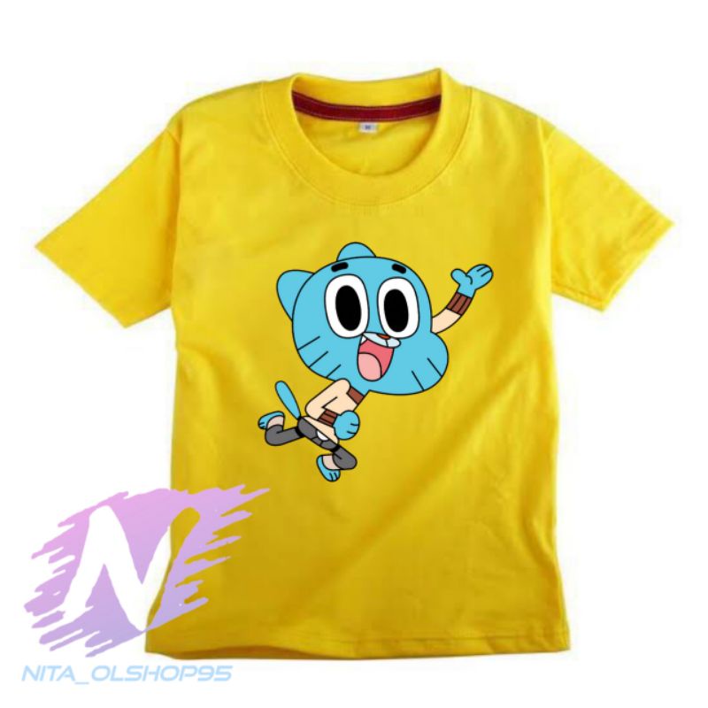 baju kaos anak karakter gumbal the amazing world of gumball