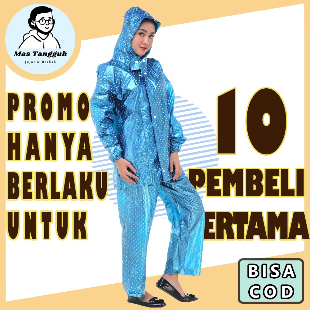 Jas Hujan wanita pria Jaket Celana Pop Polkadot 810 Plevia Stelan Raincoat Murah