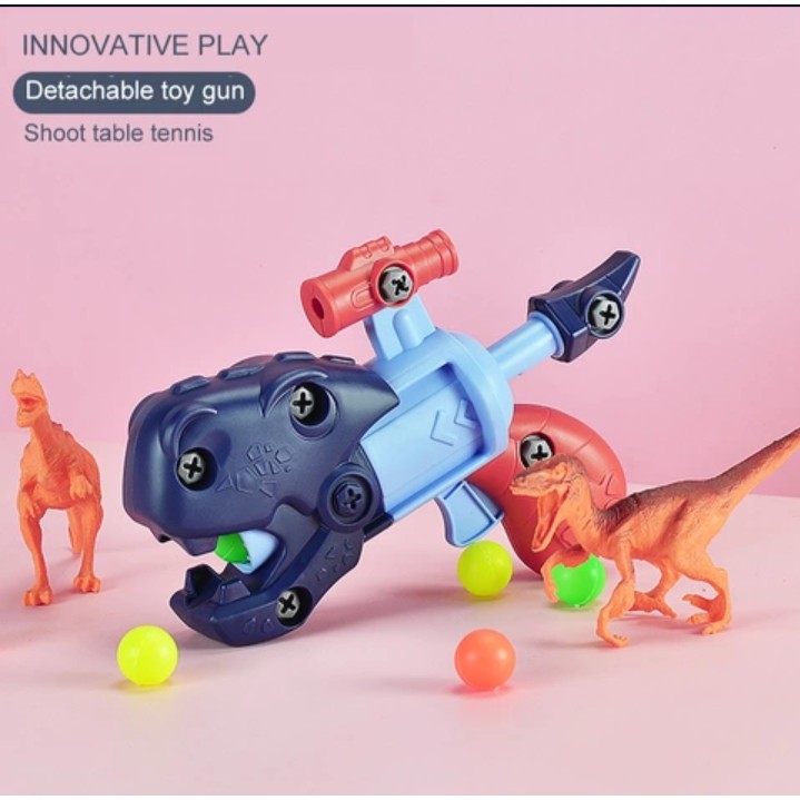 ( zwq ) Mainan Anak Diy Disassembly Dinosaur Gun Pistol Play Set Dinosaurus