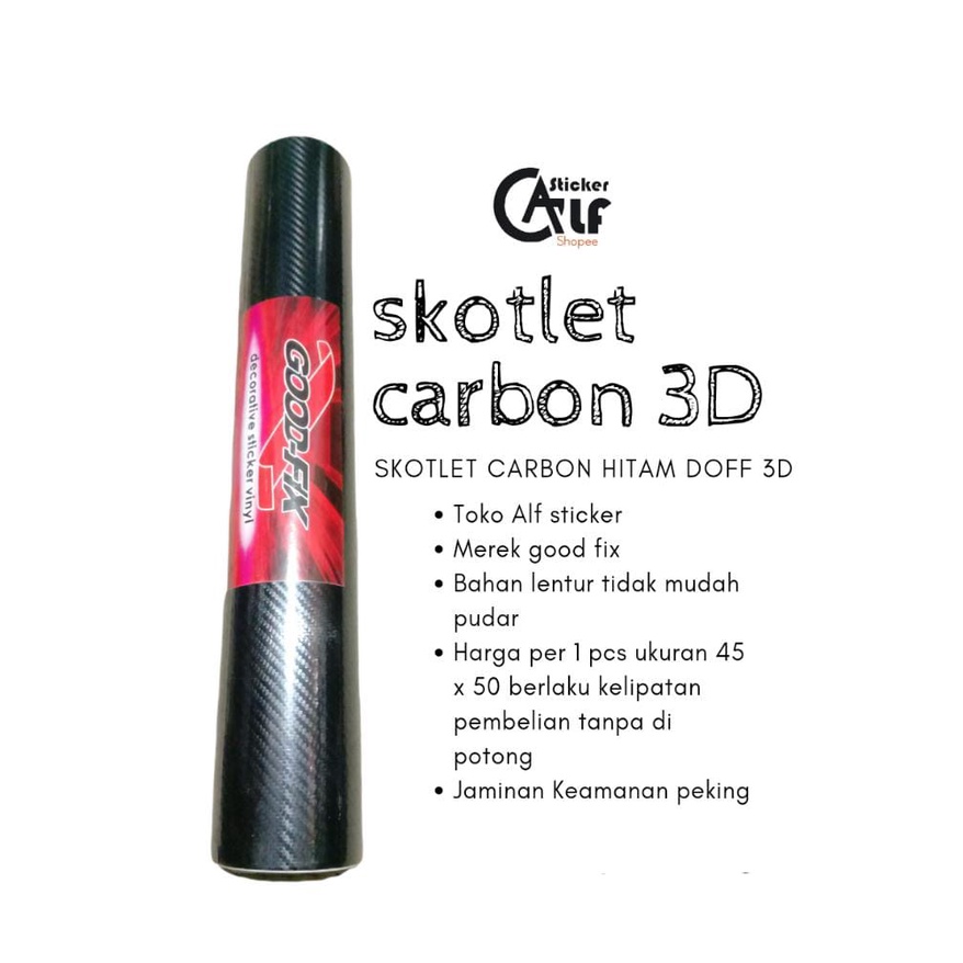 sticker. skotlet hitam doff carbon 3D . aksesoris kendaraan