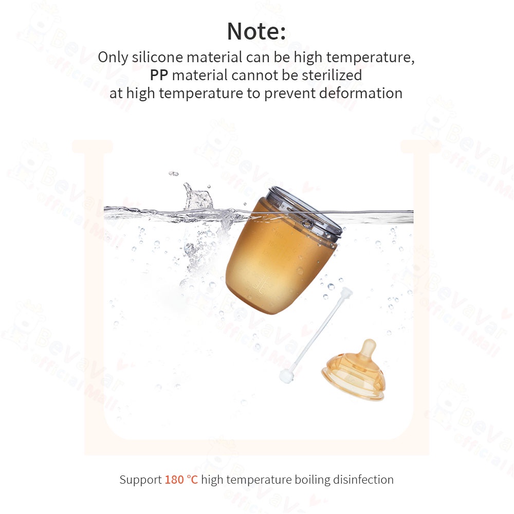 BEVAVAR Piko Botol Susu Bayi Silikon Leher Lebar BPA Free