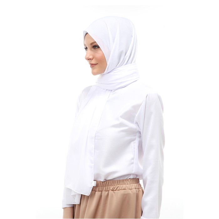 Cindy Hijab Pashmina Panjang Wanita Motif Polos Relaxed Fit - White