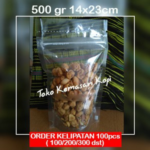 

KPACK Standing Pouch Transparan /Kemasan Kopi/Kemasan Camilan 500gr 14x23cm