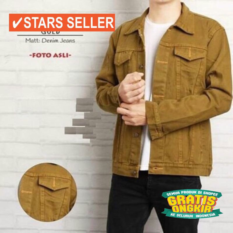 JAKET TERLARIS PRIA REMAJA TEBAL BOLAK BALIK / Jaket jeans levis pria / cowok mustard gold