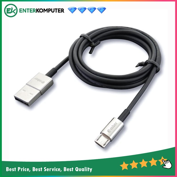 Amber MUB-212 - Mobile USB A- Micro B Cable, 1.2M, Zinc Alloy, OFHC