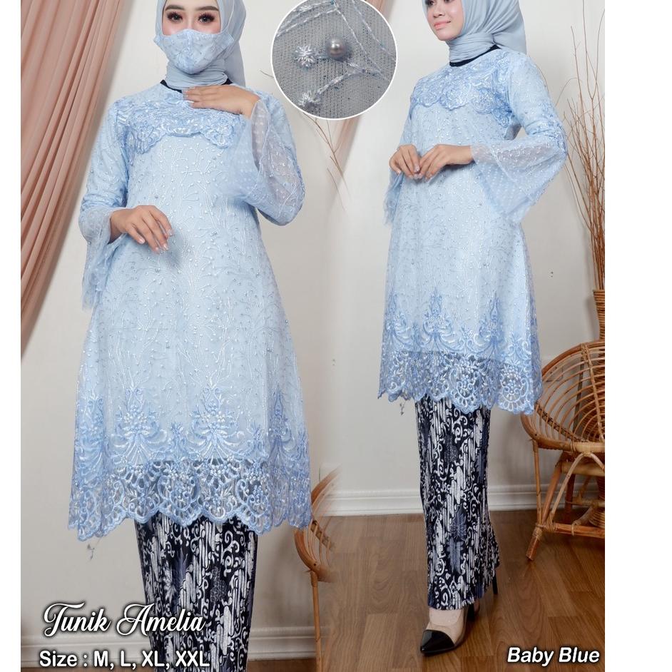 MLT.20Au22p ▫ TUNIK KEBAYA MODERN AMELIA - ATASAN TUNIK TILE - KEBAYA BROKAT - KEBAYA KONDANGAN- KEB