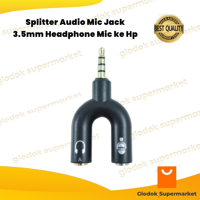 Splitter Audio Mic Jack 3.5mm Headphone Mic ke Hp