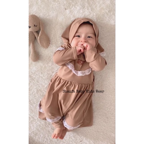 Gamis bayi newborn  - 2 tahun / Gamis anak perempuan  free jilbab murah / gamis Malika