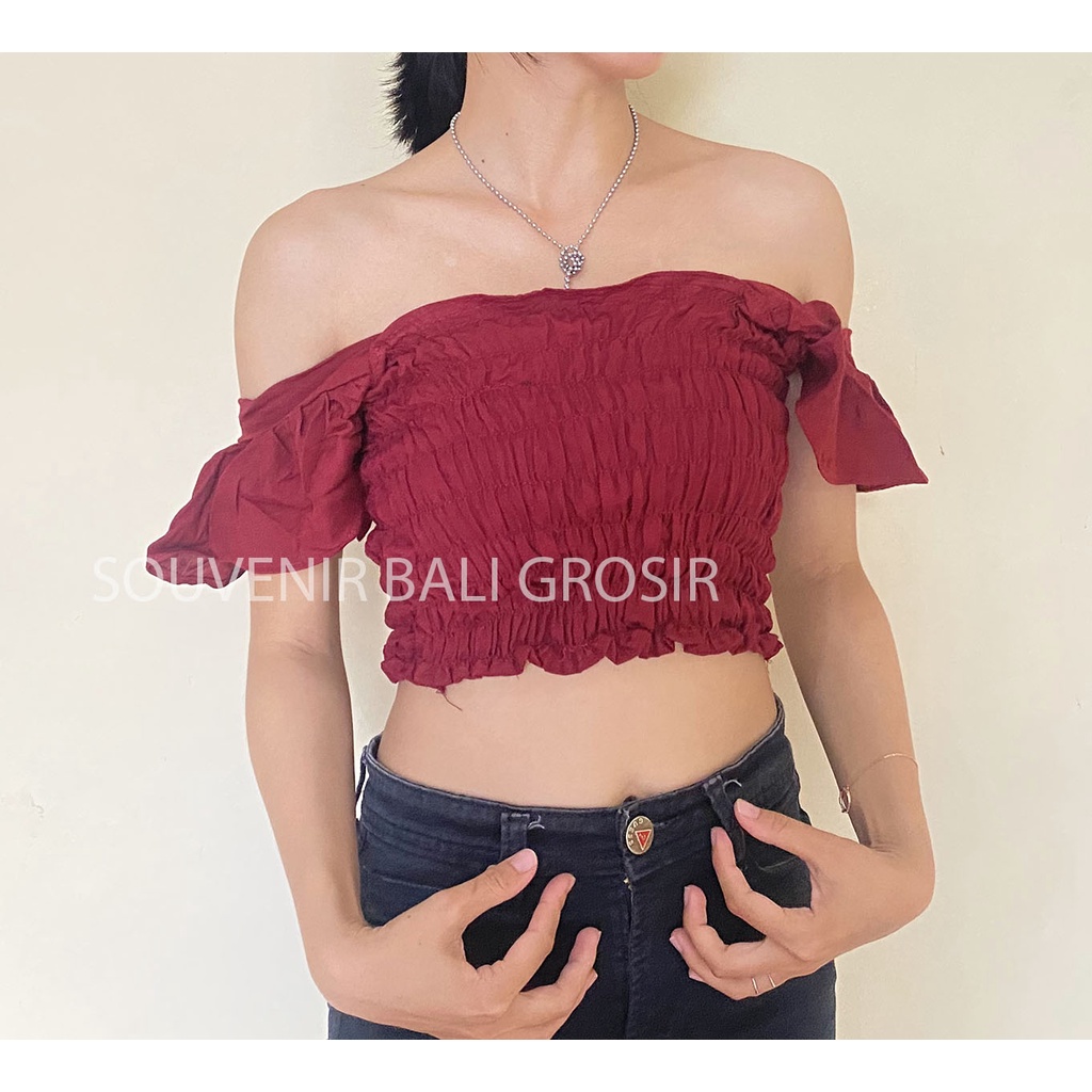 Kemben Kerut Crop Bali Murah (KL001), Tank Top, COD, Crop Top, Atasan wanita, Top sabrina