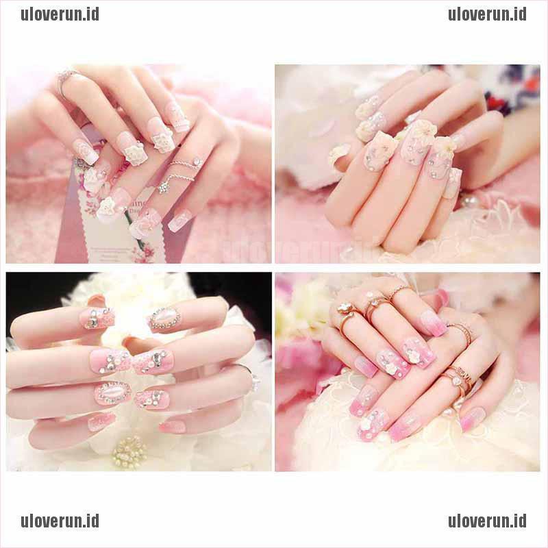 Love 24pcs 3d Bride Wedding False Artificial Fake Nails Tips Beautiful French Nail Shopee Indonesia