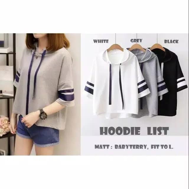 SWEATER HODIE LENGAN PENDEK CEWE CEWEK