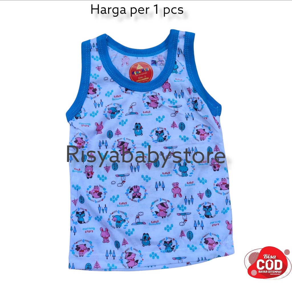 kaos Singlet anak bahan katun halus motif print / Baju anak kaos tanpa lengan ukuran S.M.L.XL