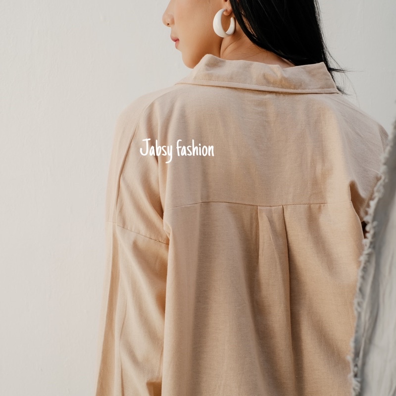 Kemeja Oversize Linen Wanita - Alea Shirt-2
