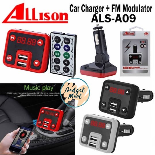 FM MODULATOR SAVER MP3 PLAYER 3 IN 1 ALLISON ALS-A09