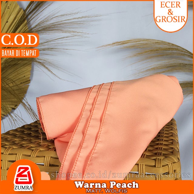 Pashmina Wolfis Super Jumbo 200 x 100 cm Pasmina Woolpeach Syari Premium Ala Malay Exclusive-Peach