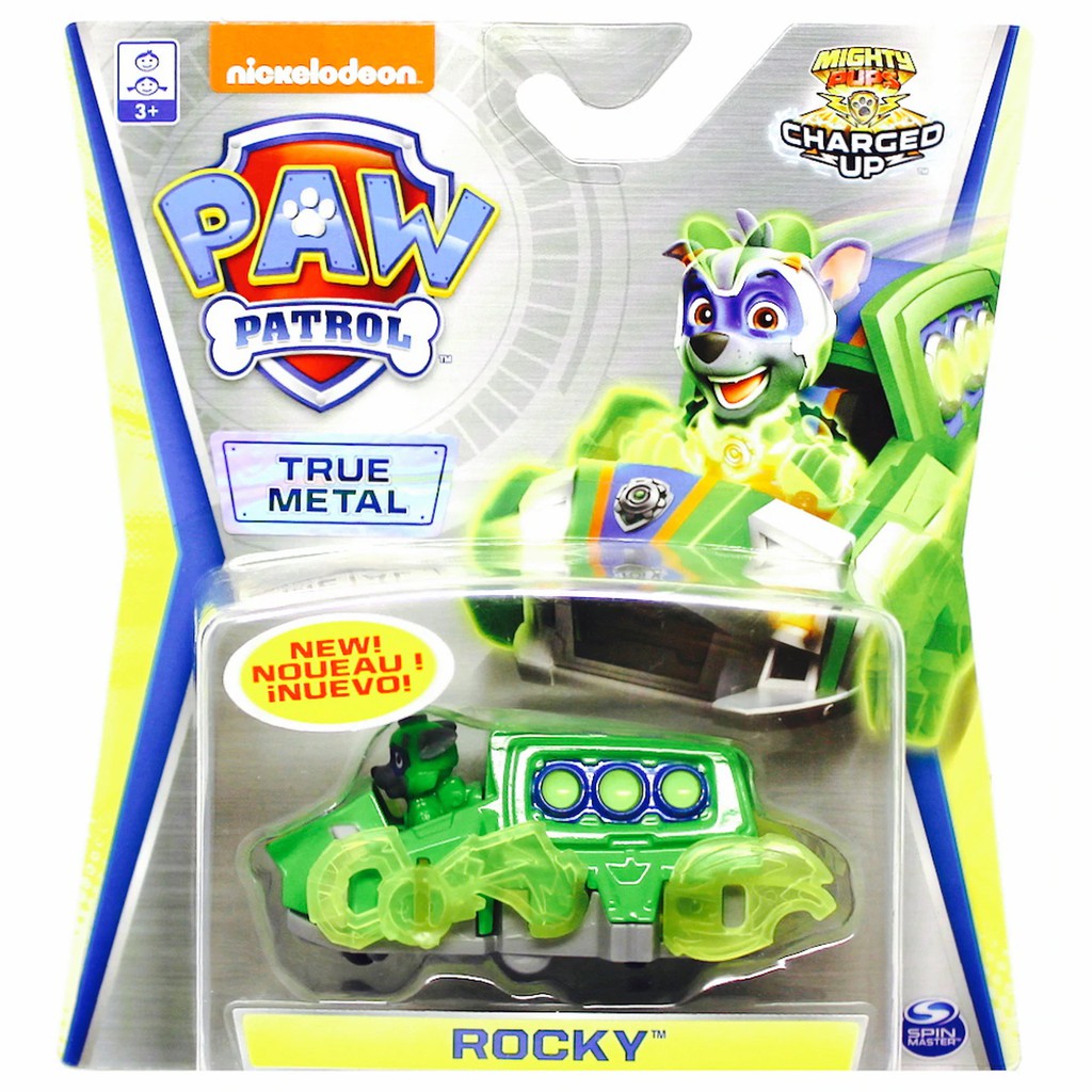 PAW PATROL True Metal Mighty Pups Charged Up Rocky Mini Vehicle
