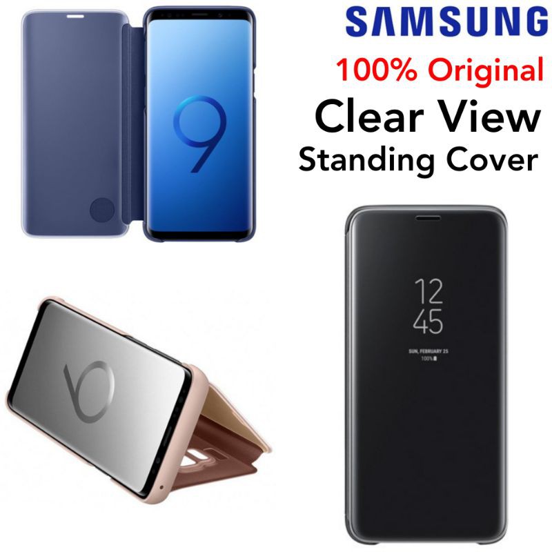 Samsung Galaxy S9 Original Clear View Standing Flip Cover Casing Berdiri Case Kesing