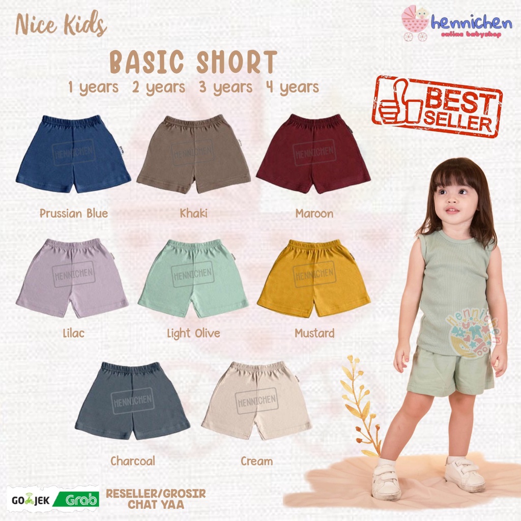 NICE KIDS NICEKIDS BASIC SHORT CELANA PENDEK ANAK CELANA PENDEK UNISEX 1-4 TAHUN