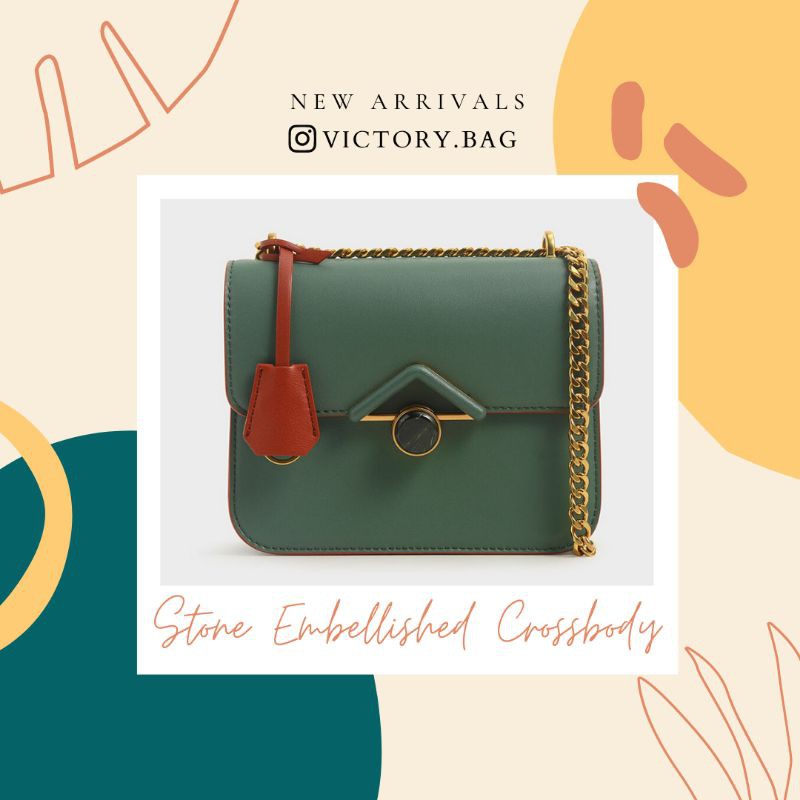 Tas Wanita Charles and Keith CK Stone Embellished Crossbody Bag