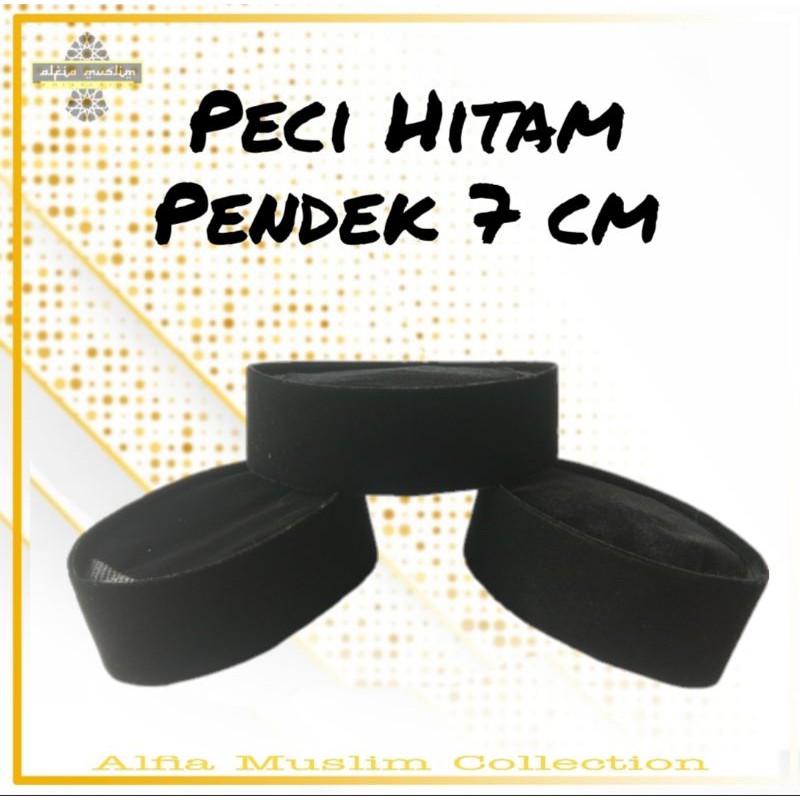 Peci Songkok Kopiah Hitam Premium Exclusive Tinggi 7 cm