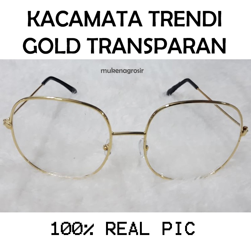 PROMOOOO!! Kacamata Trendy / Unisex /Kacamata Fashion/Kacamata /Gold Transparant / nastushaa