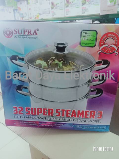 SUPRA PANCI SUPER STEAMER SUSUN 3 (32CM) STAINLESS STEEL