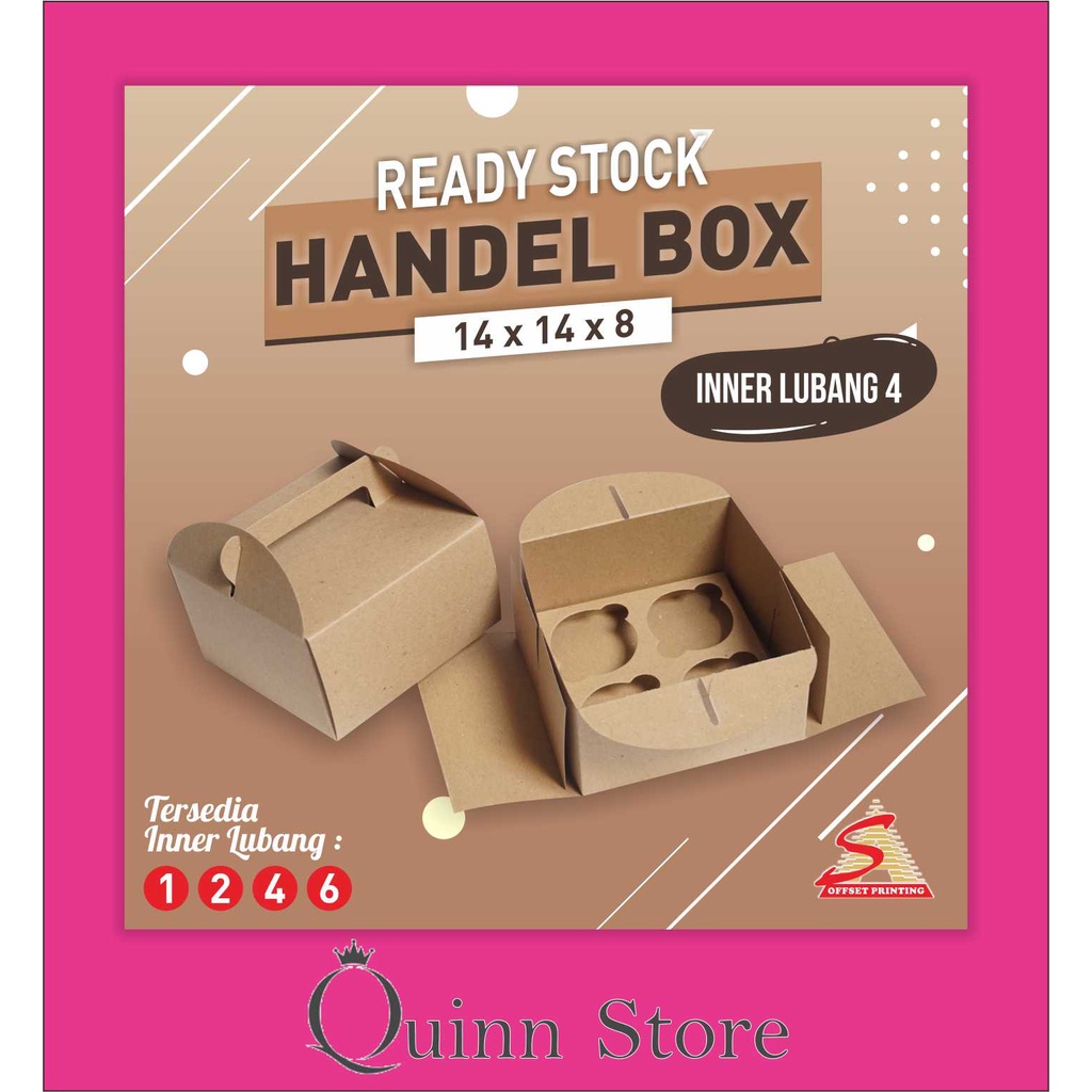 

Handle Box/Cupcake Box isi 4/ 14 x 14 x 8