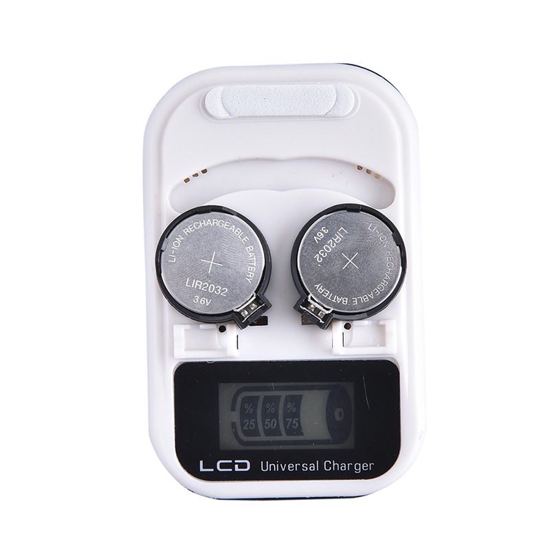 {LUCKID}US Plug 2 Slot LIR2032 LIR2025 LIR2016 Button Coin Cell Battery Charger LCD