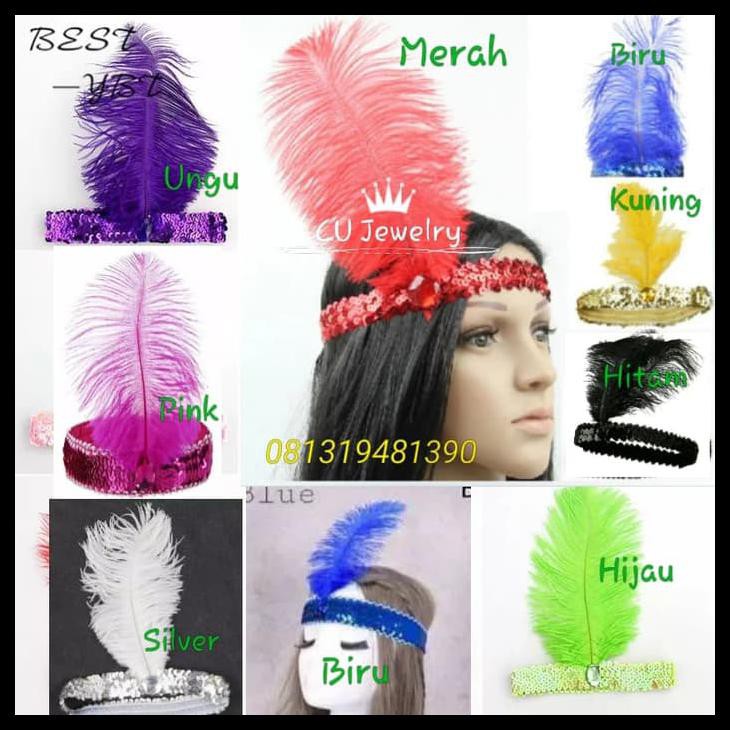 HIASAN RAMBUT  BULU  HEADBAND BANDO BANDANA IKAT  KEPALA BULU  