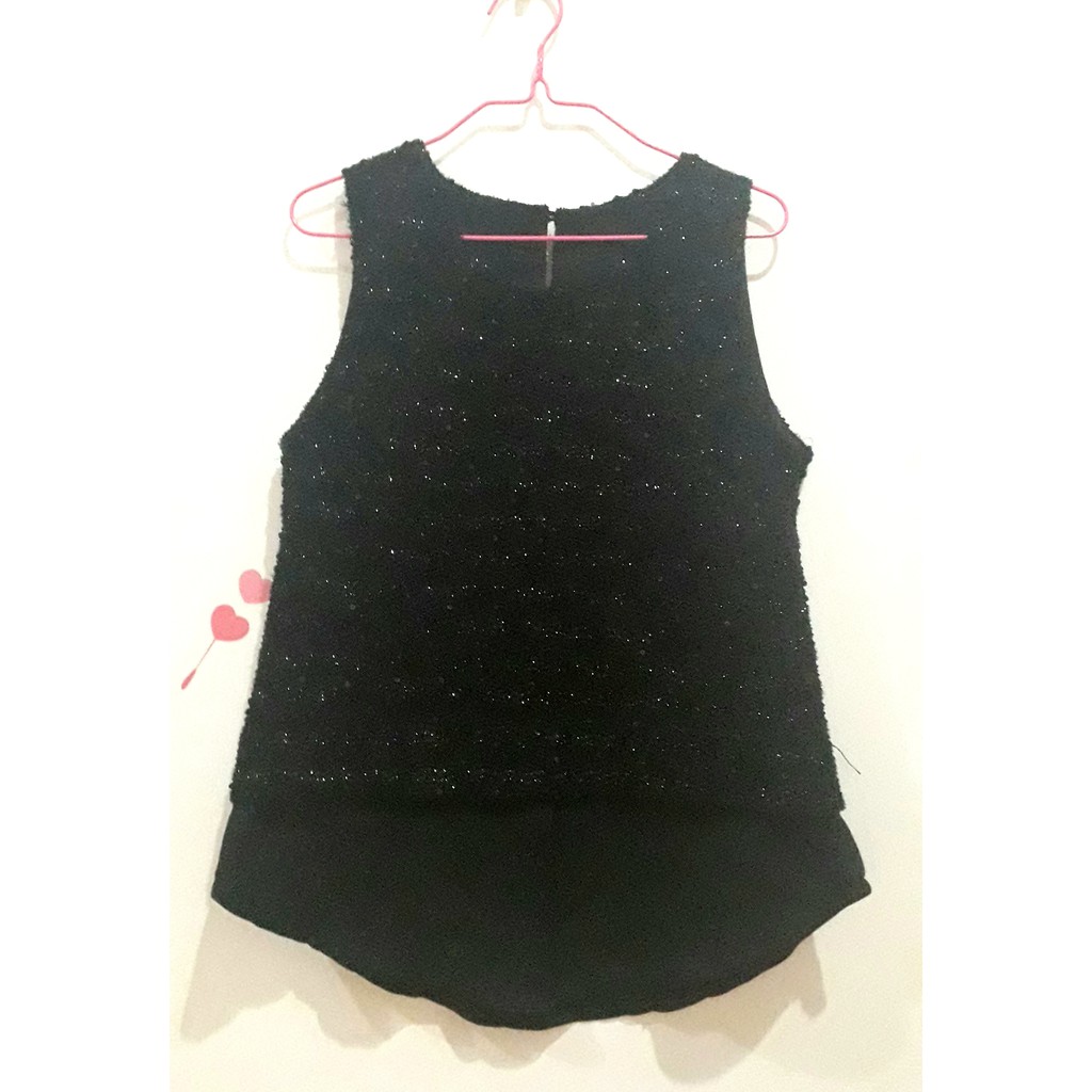 BKK Glitter Top Hitam Sleeveless Blouse