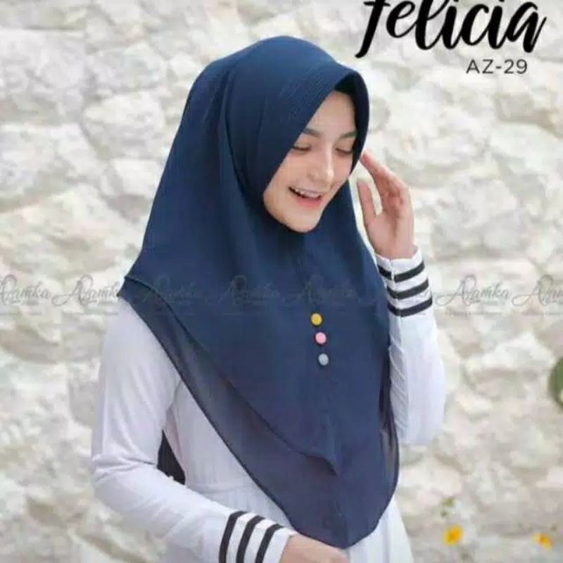 khimar felicia kancing/jilbab ceruty 2 layer