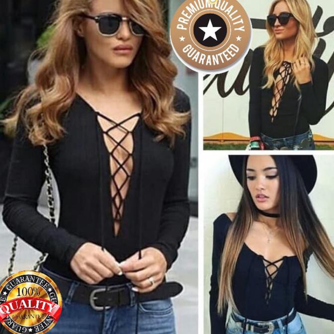 FASHION WANITA !! ATASAN WANITA PAKAIAN WANITA BLOUSE STRECTH SEXY V NECK KAOS KOREAN {PRODUK