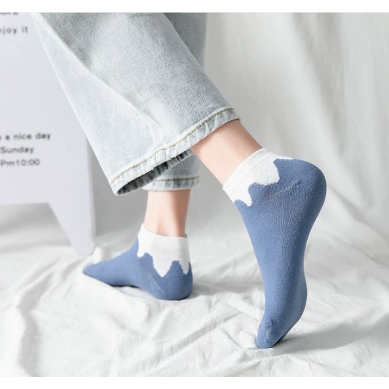 [ COD ] Kaos Kaki Wanita Pria Motif Kotak Catur Garis Polos Simple New Fashion Korean Style Socks Breathable Gaya Korea / Kaos Kaki Pendek Unkle Sock-8