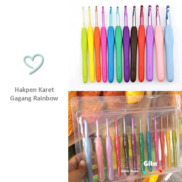 (12pcs) Jarum Rajut Set, Alat Rajut Set/Hakpen Karet Rainbow