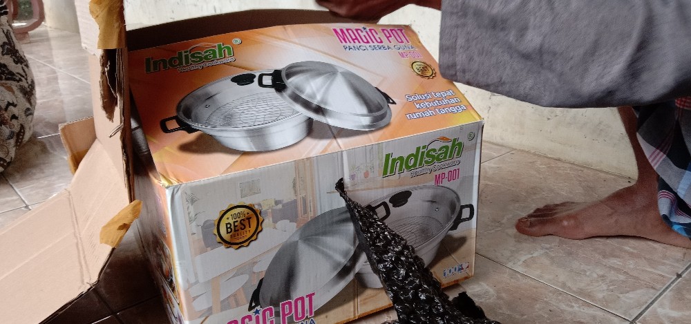 Panci Pan Serbaguna Magic Pot Indisah  Oven, Kukus, Presto Uk 33,5cm Tutup Cekung Kaca