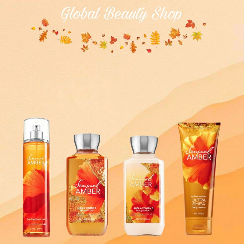 SENSUAL AMBER - BBW ( Fragrance Mist - Body Lotion - Shower Gel - Body Cream )