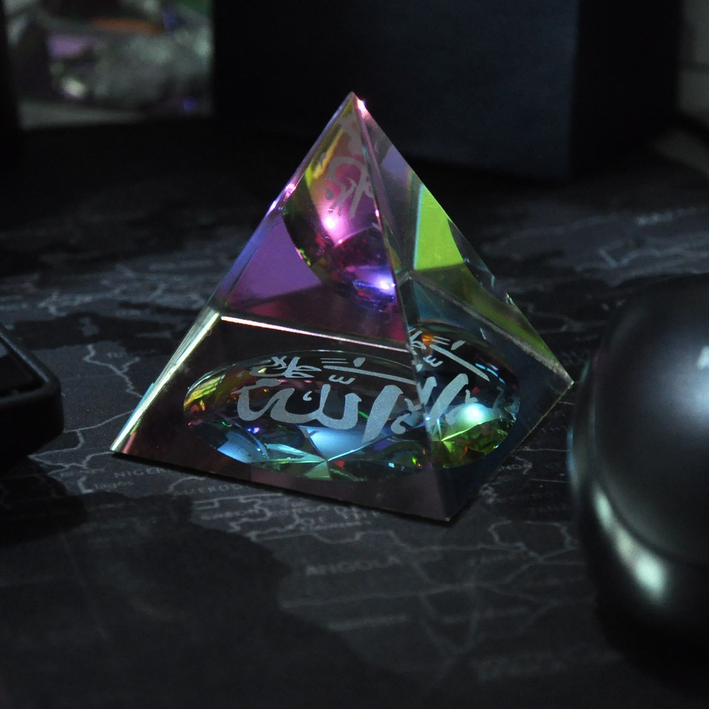 Souvenir Crystal/Kristal Piramid Allah Pigura Frame Bingkai Foto