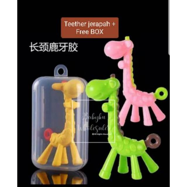 Teether giraffe mainan gigi gigitan bayi jerapah