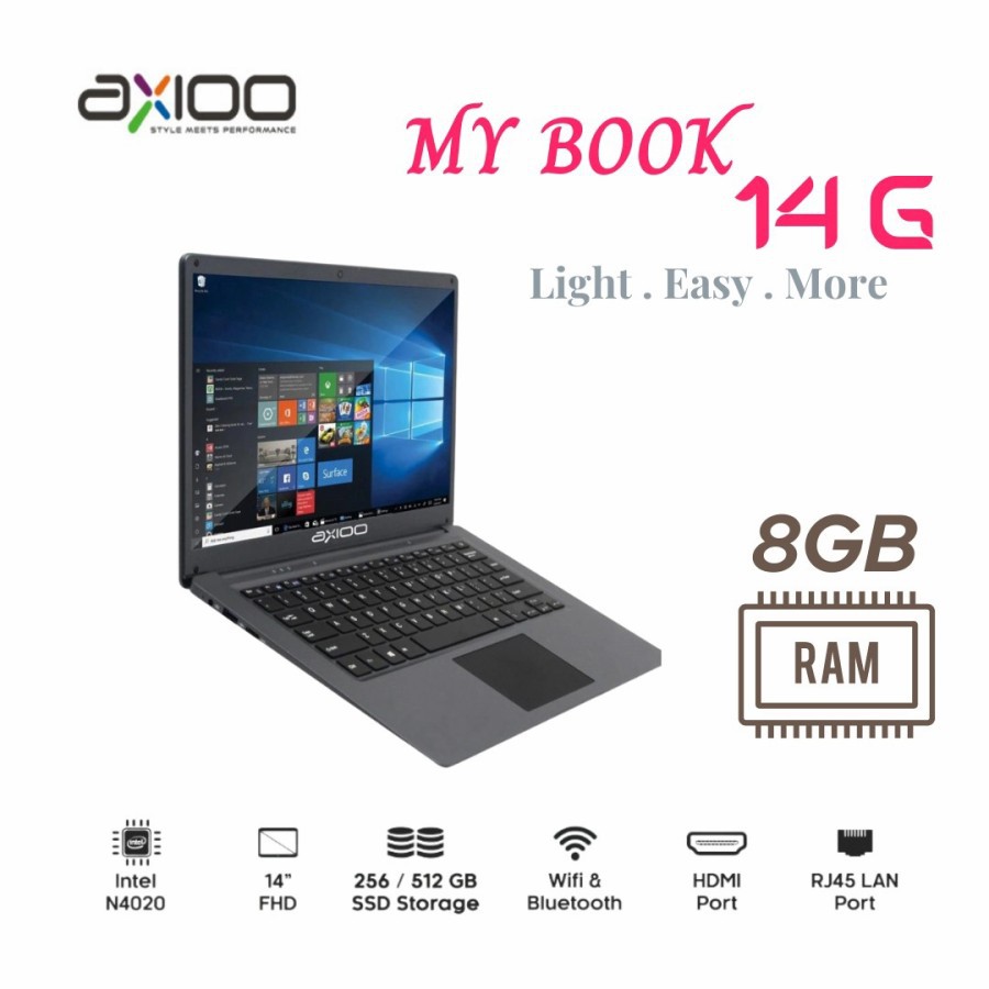 Axioo Mybook 14G Intel N4020 Ram 8GB Sdd 256GB