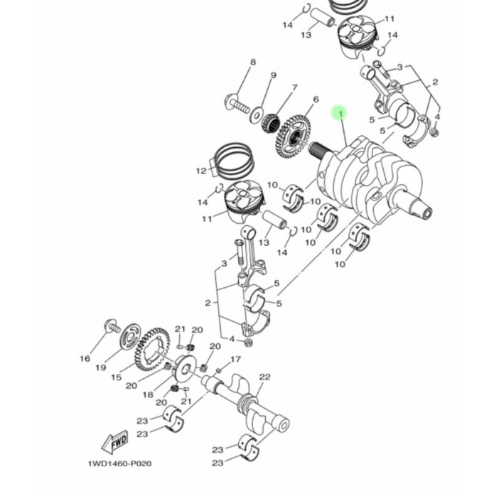 CRANKSHAFT KRUK AS KREK AS R25 R 25 ASLI ORI YAMAHA 1WD E1411 10