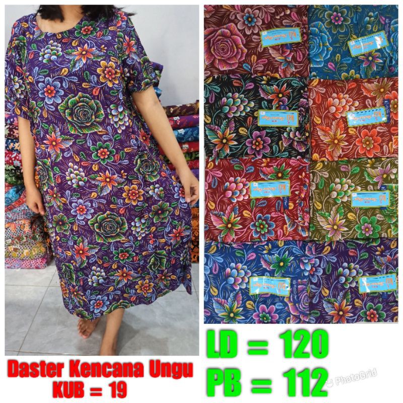Daster KUB 25 Kencana Ungu | Daster Kencana Ungu non Busui Label Biru | Daster Kencana Ungu Biru